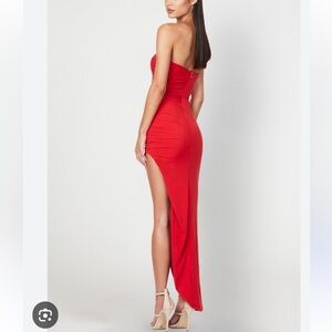 NOOKIE Red Strapless Asymmetrical Hem Dress Small